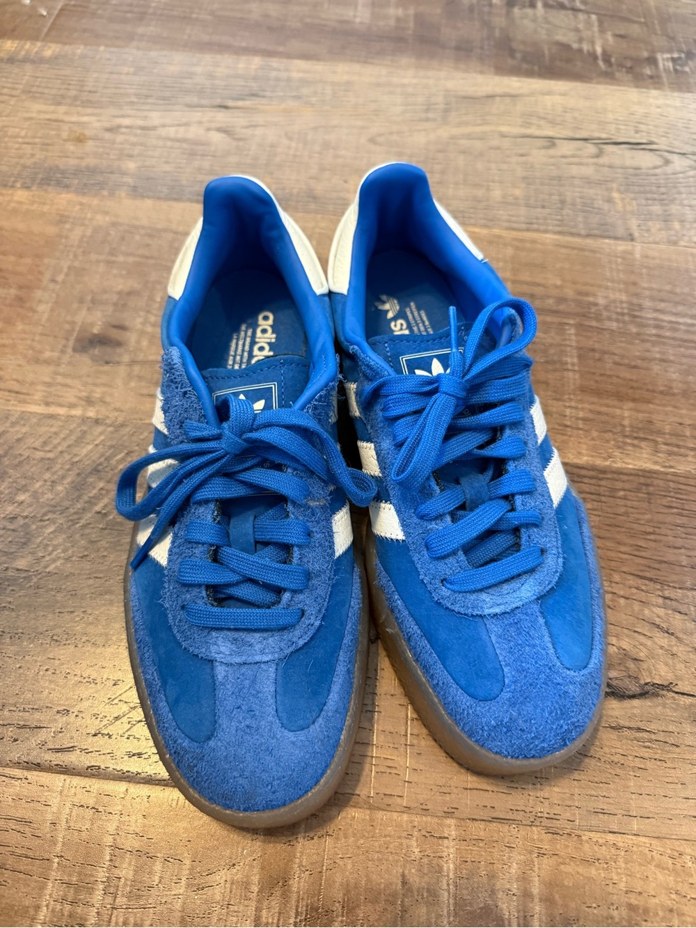 adidas Blue Suede Samba Sneakers with White Stripes - Picture 7 of 7